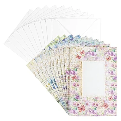 Abbildung von Ideen mit Herz Grußkarten Set Umschlägen 10 Motiv Karten blanko bunt neutral Ideal für Glückwünsche zum Geburtstag, Hochzeit, uvm. Din B6 (Blütentraum 3)