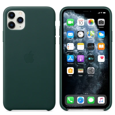 Abbildung von Apple iPhone 11 Pro Max Hülle Echtleder Original Hard Case/Backcover Handyhülle Grün