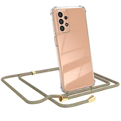Abbildung von EAZY CASE Handykette kompatibel mit Samsung Galaxy A23 (5G) Handyhülle Umhängeband, Handykordel Schutzhülle, Silikonhülle, Hülle Band, Stylische Kette für Smartphone, Rainbow