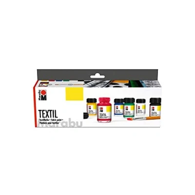 Abbildung von Marabu 1716000000087, Schwarz, Blau, Grün, Rot, Weiß, Gelb, Textilfarbe, Flüssigkeit, 90 ml, 6 Stück(e)