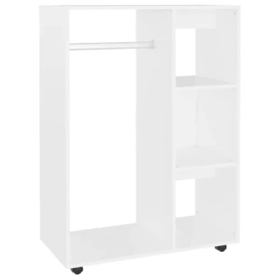Abbildung von vidaXL Kleiderschrank mit offenem Fach 3 seitlichen Ablagen Rollen Garderobenschrank Garderobe Schlafzimmer Schrank Weiß 80x40x110cm Holzwerkstoff