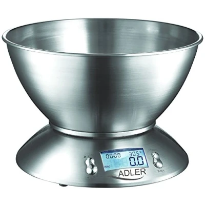 Abbildung von Adler Küchenwaage AD 3134, mit großer Schüssel, 1,8 Liter Rührschüssel, max 5 kg, LCD Display