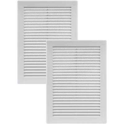 Abbildung von Vent Systems 180x250 mm 2 Stück Weiße Lüftungsabdeckung flache, rechteckig Lüftungsschlitze Integrierter Insektenschutz HVAC Lüftungsöffnungen für Badezimmer, Heimbüro