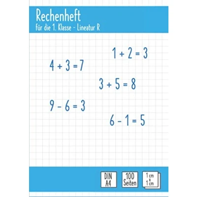 Abbildung von Rechenheft Klasse 1: große Kästchen 10mm x Lineatur R 100 Din A4 Seiten für die 1. der Grundschule &amp; Vorschule