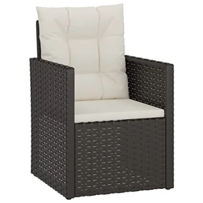 Abbildung von vidaXL Gartenstuhl Gartensessel mit Kissen Schwarz Poly Rattan (1 St)