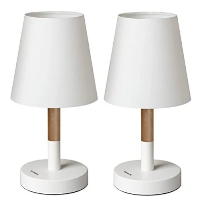 Abbildung von Tomons LED Tischleuchte 2er Set Pack Nachttischlampe, Tischlampe aus Holz, fest integriert