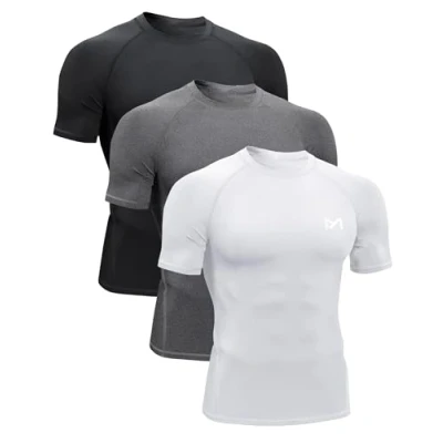 Abbildung von MEETYOO Kompressionsshirt Herren,Funktionsshirt Kurzarm Fitnessshirt Männer Sportshirt Atmungsaktiv Laufshirt für Laufen Jogging Turnhalle