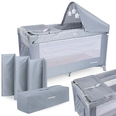 Abbildung von Moby System Baby Reisebett Multifunktionales Happy Traveller BASIC PLUS grau