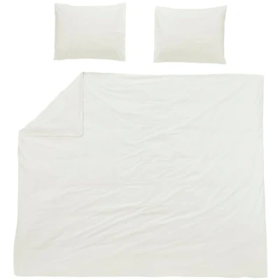 Abbildung von Meyco Home Uni Bettwäsche Doppelbett (Baumwolle, atmungsaktives Material, einfache Pflege, praktischer Einschlagstreifen, Maße: 200 x 200/220 cm), Cremeweiß
