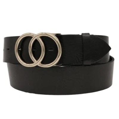 Abbildung von AnnaMatoni Damen Gürtel in weichem Rindsleder mit Doppel O Ring Schnalle Gold Nickelfrei 4cm Breit Ledergürtel Echt Leder (Schwarz 790, TW115 130cm Gesamtlänge)