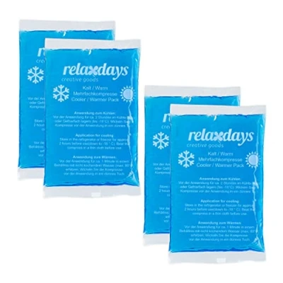 Abbildung von Relaxdays Kühlpads, 4er Set, Kalt Warm Kompressen, 9 x 15 cm, Erste Hilfe, wiederverwendbare Gelkühlkompressen, blau