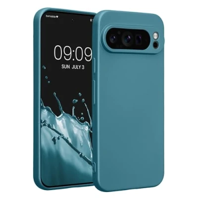 Abbildung von kwmobile Handyhülle kompatibel mit Google Pixel 9 Pro XL Hülle weiche Silikon Case metallisch schimmernd in Metallic Karibikblau