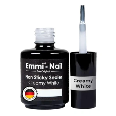 Abbildung von Emmi Nail Non Sticky Sealer Creamy White I Versiegelungsgel für Gelnägel Hochglanz Top coat Gel UV Mittelviskoses Abschlussgel Vegan 14ml