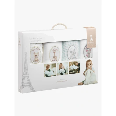 Abbildung von Sophie die Giraffe Musselintuch 4er Pack