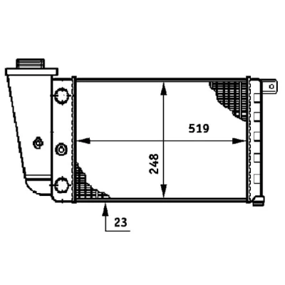 Abbildung von MAHLE ORIGINAL CR 617 000S Kühler, Motorkühlung für Fahrzeuge ohne Klimaanlage 519 248 23 Kühlrippen mechanisch gefügt FIAT: Panda I Schrägheck