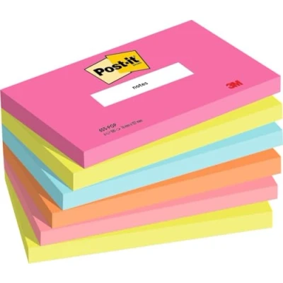 Abbildung von Post it Notes Poptimistic Collection, Packung mit 6 Blöcken, 100 Blatt pro Block, 76 mm x 127 mm, Pink, Grün, Blau, Orange Selbstklebende Notizzettel für Notizen, To Do Listen und Erinnerungen