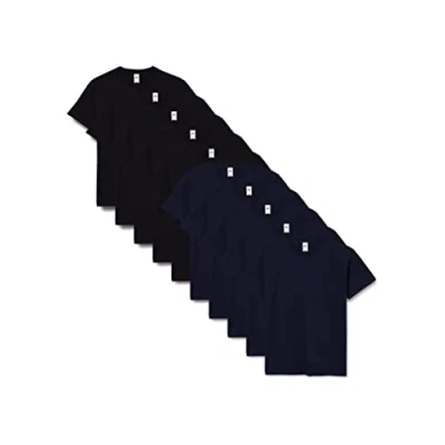 Abbildung von Fruit of the Loom Herren T Shirt Valueweight, 10er Pack, Mehrfarbig (Schwarz/Marineblau), Medium