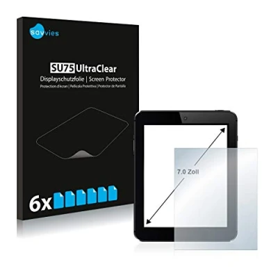 Abbildung von Savvies 6x Schutzfolie 7&quot; für Tablets mit 7,0 Zoll (17.8 cm) [152.5 x 91.5 mm, 15:9] Displayschutz Folie Ultra Transparent