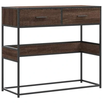 Abbildung von vidaXL Konsolentisch Braun Eichen Optik 90x35x80 cm Holzwerkstoff, Sofatisch, Ablagetisch, Tisch, Flurtisch, Dielentisch, Wandtisch, Flurkonsole