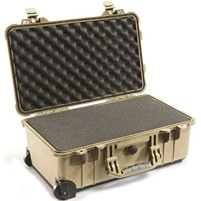 Abbildung von PELI 1510 Extrem Robuster Handgepäck Transportkoffer, IP67 Wasser und Staubdicht, 27L Volumen, Mit Schaumstoffeinlage (Anpassbar), Sandfarben