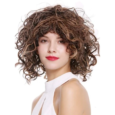 Abbildung von WIG ME UP DW 2698 Damenperücke Perücke kurz schulterlang wild gelockt lockig voluminös Braun Mahagoni Mix Blond Highlights