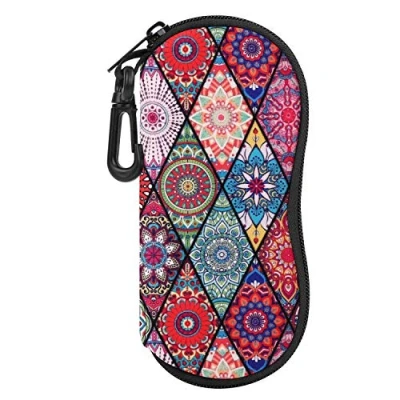 Abbildung von MoKo Brillenetui [Ultra Lightweight] Neopren Reißverschluss Sonnenbrille Tasche mit Gürtelclip für Brillen, Rahmen, Tragbare Case Schlüssel, Bleistifte, Karten, Rhombisch Stechapfel