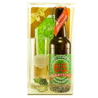 Abbildung von Bier Geschenk Geschenkset 65. Geburtstag