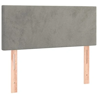 Abbildung von vidaXL Kopfteil, Bettkopfteil mit Holzbeinen, Höhenverstellbar Polsterkopfteil für Bett, Betthaupt Bettzubehör Schlafzimmer, Hellgrau 90x5x78/88cm Samt