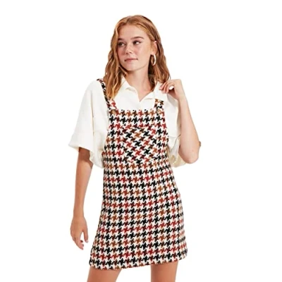 Abbildung von Trendyol Damen Woman Young Midi A line Square Collar Woven Dress Karrée Ausschnitt Sleeveless Ecru Kleid Dress, Ekru, 36