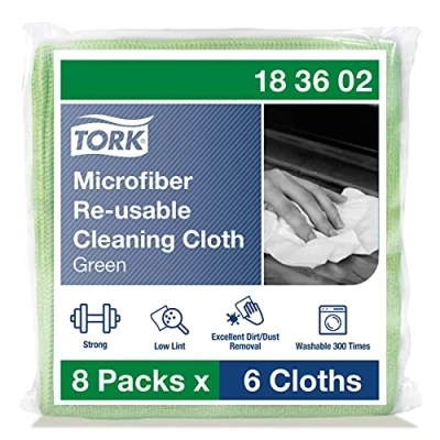 Abbildung von Tork Mikrofaser Reinigungstücher 15x15cm grün 8 x 6 Tücher