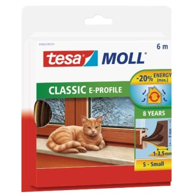Abbildung von tesa Dichtungsband tesamoll CLASSIC E Profil Fensterdichtung, (Packung, 1 St), Gummidichtung selbstklebend &amp; energiesparend braun