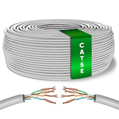 Abbildung von Mr. Tronic 50m Ethernet Netzwerkkabel Cat 5E, LAN Für Schnelle &amp; Zuverlässige Internet, AWG24 Massenkabel 5E Bulk Kabel 1 Gbps, 100 MHz, UTP CCA (50 Meter, Grau)
