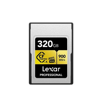 Abbildung von Lexar Professionelle CFexpress Typ A Gold Series Speicherkarte, 320 GB, bis zu 900 MB/s lesen, 8K Video in Kinoqualität, bewertet VPG 400 (LCAGOLD320G RNENG)