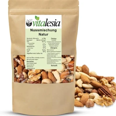 Abbildung von Nussmischung ohne Zusätze Nuss Mix Studentenfutter wiederverschließbar 250g 5kg (500g)