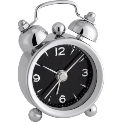 Abbildung von TFA Dostmann Analoger Mini Nostalgie Metall Wecker, 60.1000.01, klein und handlich, Retro Design, L 41 x B 20 H 60 mm, Schwarz