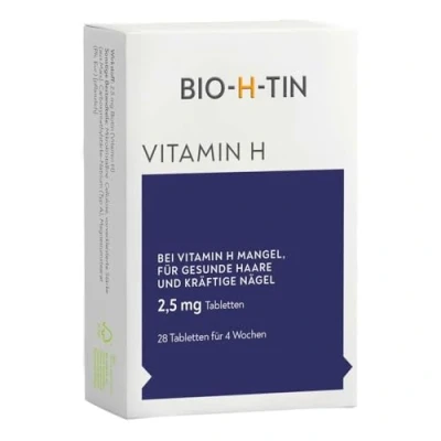 Abbildung von BIO H TIN Vitamin 2,5 mg (Biotin) für gesunde Haare &amp; Nägel, 28 Tabletten 4 Wochen