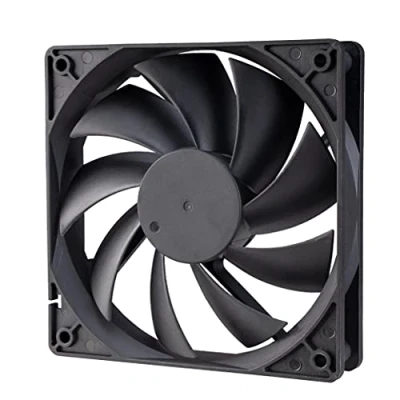 Abbildung von Akasa 120mm automatischer Thermo Lüfter, 12cm schwarzer Gehäuselüfter mit Wärmesensor, 12V PC Ventilator Temperatur Gesteuert, Auto Geschwindigkeitskontrolle, inkl. 3 auf 4 pin Adapter, AK 174BKT B