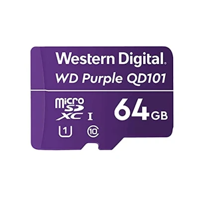 Abbildung von Western Digital WD Purple SC QD101 64GB Smart Video Surveillance microSDXC Card, Ultra Endurance Up to 32 TBW