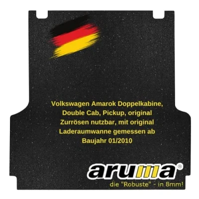 Abbildung von aruma® Antirutschmatte Laderaummatte kompatibel für VW Amarok Doppelkabine, original Zurrösen nutzbar, mit Laderaumwanne gemessen ab Baujahr 01/2010 01/2023