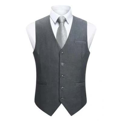 Abbildung von Enlision Anzugweste Herren Grau Formelle Weste Hochzeit Einfarbige Anzugwesten Elegant Business Westen Männer mit Taschen 3XL