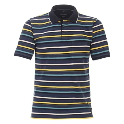 Abbildung von Casamoda Gestreift Poloshirt, Herren, Größe: Medium, Graues dunkelblau