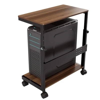 Abbildung von EUREKA ERGONOMIC Höhenverstellbarer PC Tower Ständer, ATX Gehäuse CPU Halter Cart, Stand mit Rollen und Maus Pad, Walnussfarbe