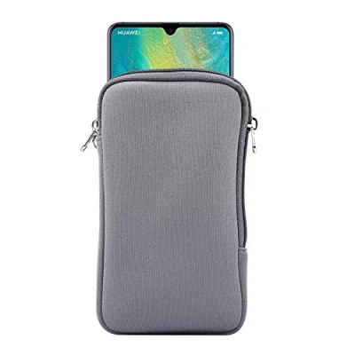 Abbildung von Jlyifan Neopren Handytasche Netztasche Lanyard Hülle für iPhone 16 Plus 15 14 13 Pro Max Samsung Galaxy S24 Ultra S23 A15 A14 A04s A23 A13 A03 A04 OnePlus 11 Pixel 8 (XL, Grau)