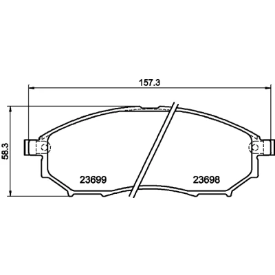 Abbildung von HELLA 8DB 355 013 141 Bremsbelagsatz mit akustischer Verschleißwarnung NISSAN: Pathfinder 3, NP300 Navara Pritsche / Fahrgestell