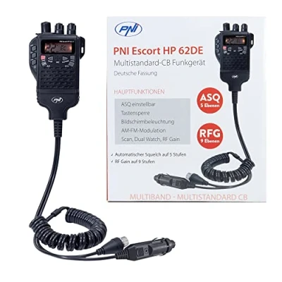 Abbildung von Tragbare CB Funkstation PNI Escort HP 62DE Deutsche Version, Multistandard, 4W, 12V, AM FM, ASQ in 5 Stufen einstellbar, RF Gain 9 Stufen, Dual Watch, Scan, Lock