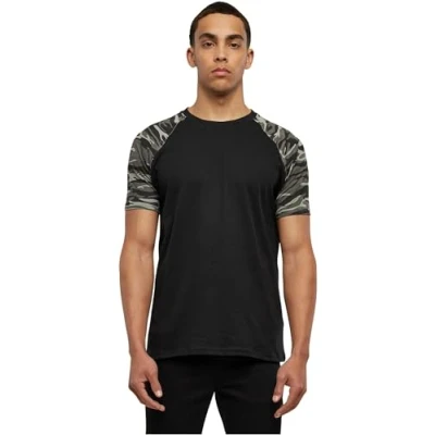 Abbildung von Urban Classics Raglan Contrast Tshirt print, Herren, Größe: 4XL, Black/ grey