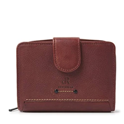 Abbildung von dR Amsterdam Damenbrieftasche Klassische Lederbrieftasche mit RFID Schutz stilvoll und sicher für alle Ihre Zahlungsbedürfnisse 93123 Braun