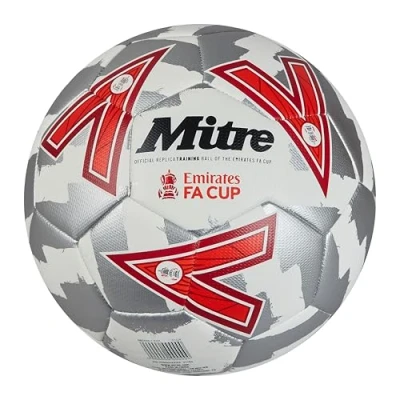 Abbildung von Mitre FA Cup Train Fußball für Unisex Erwachsene, Weiß/Silber/Rot, 5