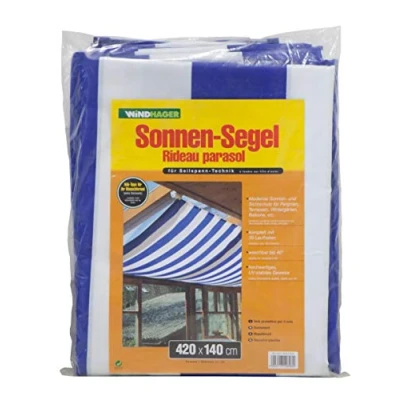 Abbildung von Windhager Sonnensegel für Seilspanntechnik, Blau/ Weiß, 420 x 140 cm