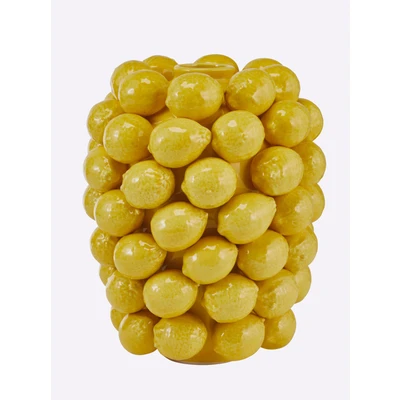 Abbildung von Kare Design Vase Lemon Juice, Gelb, Deko Vase, Blumenvase, Zitronen Motiv, Porzellan, handgearbeitet, Unikat, 40 cm (H)